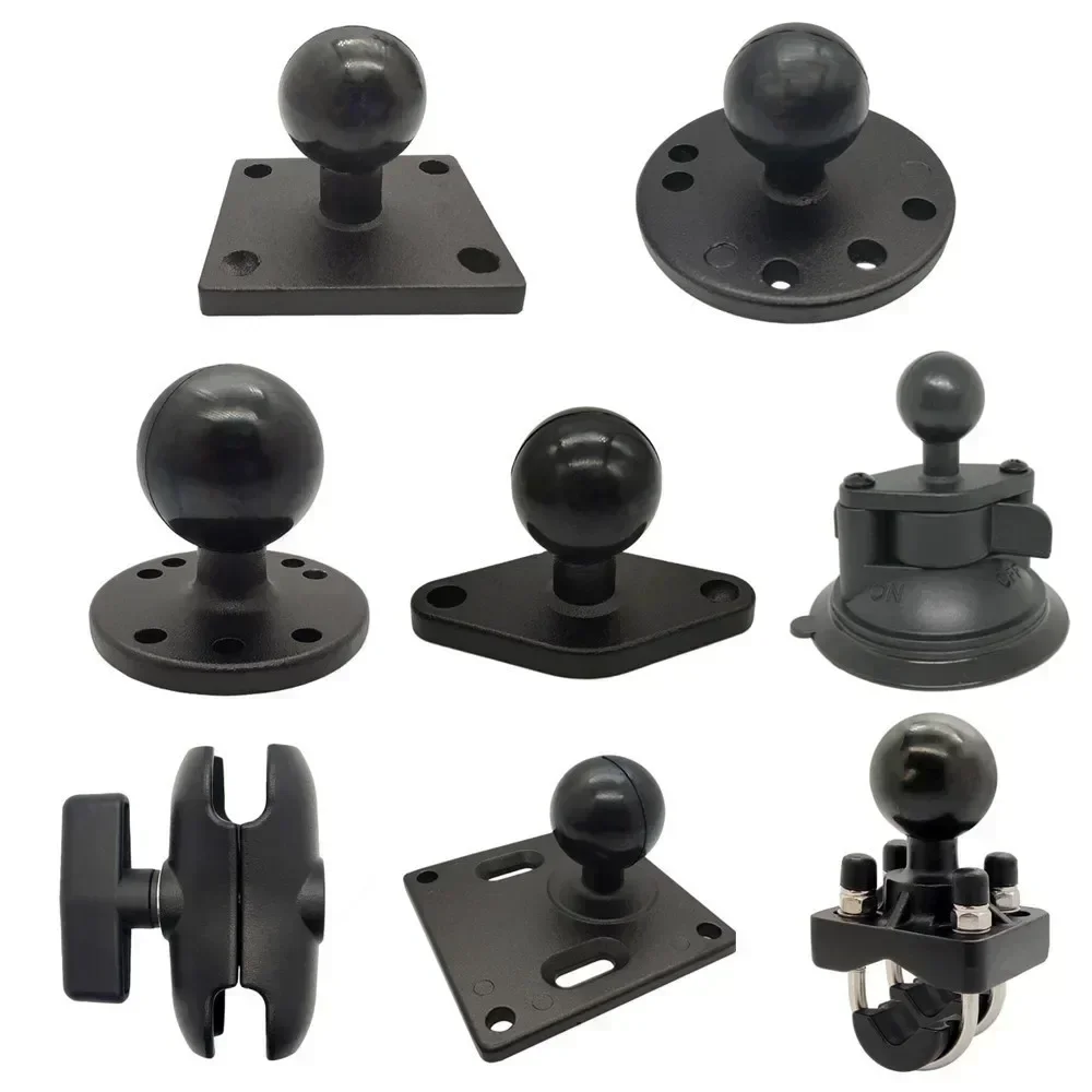 Jadkinsta 1 or 1.5 inch Rubber Ball Mount to Aluminum Motorcycle Round Square Mounting Base for Gopro Camera Cellphones