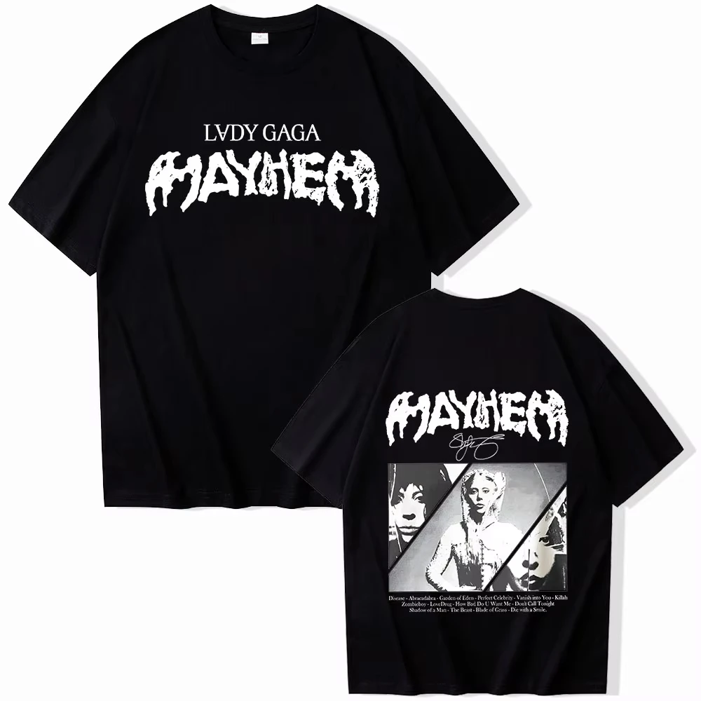 

Lady Gaga MAYHEM 2025 Summer Men Women Cotton T-Shirts Unisex Harajuku O-Neck Large Short Sleeve Shirts Commemorative T Shirt
