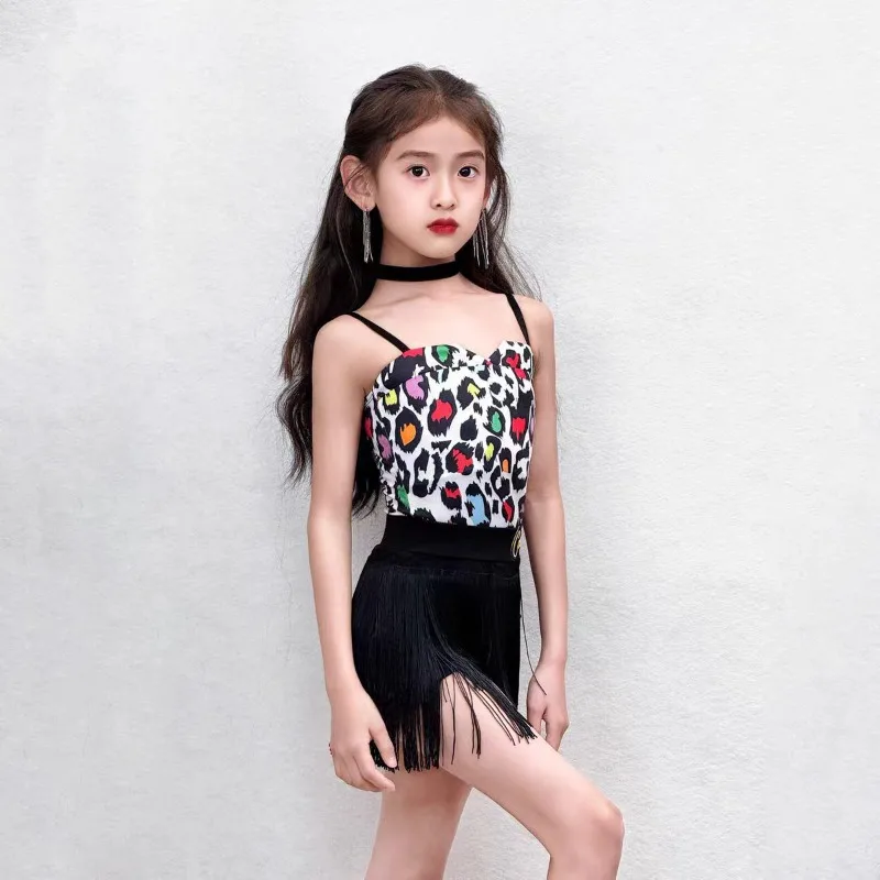 

New Latin Dance Set Women's Children's Halter Top Tassel Skirt Performance Outfit Dance Practice Clothes performance accessories