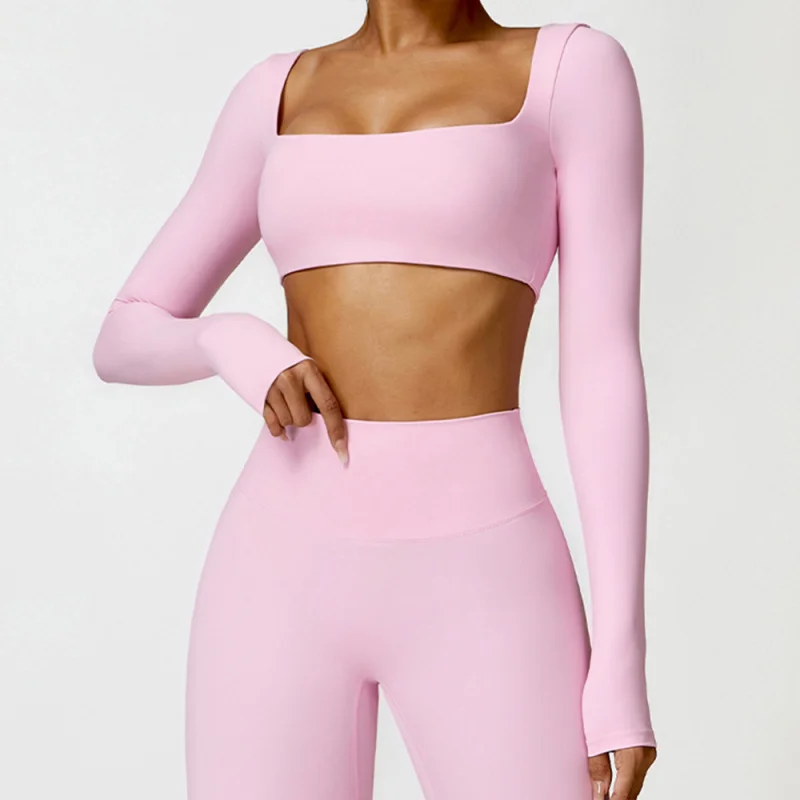 FUBEIKE Yoga Shirts Long Sleeved Women\'s Outdoor Running Fitness Wear Crop Top Gym Clothes Workout Single Piece Top Sportswear