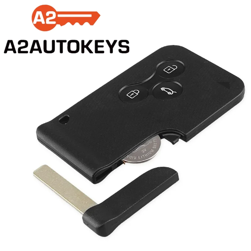 A2AUTOKEYS 3 Buttons ID46 Chip 433 MHZ Car Emergency Smart Remote Key For Renault Megane 2 Scenic Card II