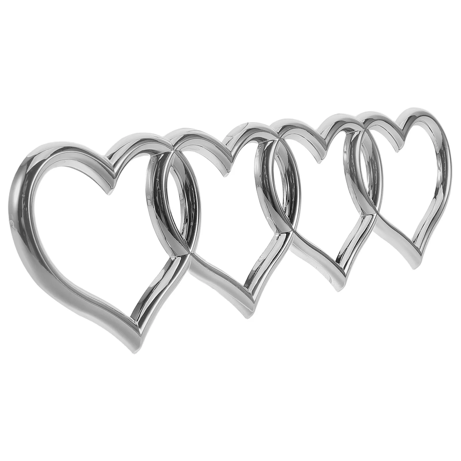 

3D Car Decals Silver Heart Shaped Sticker Automotive Exterior Decoration Rear Tail Badge Replacement Vehicle Body Decal