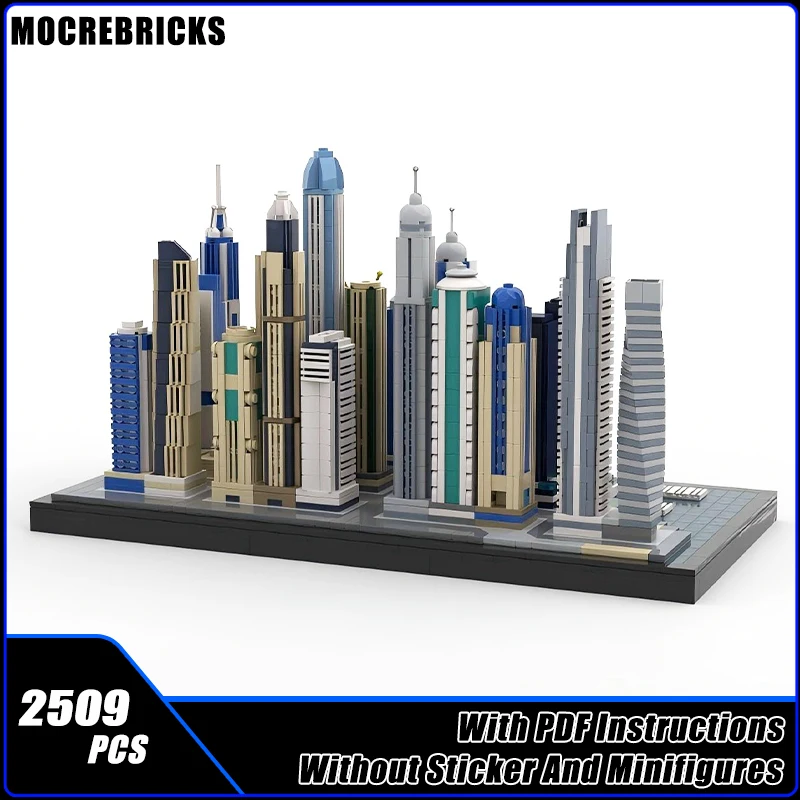 Famous City Skyscrapers Dubai Marina Modular Sea Street View Architecture MOC Building Blocks Tower Kid's Bricks Toys Xmas Gifts