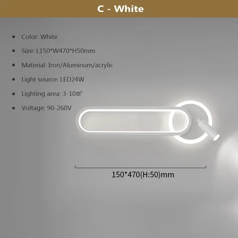 DAMIASMIL Moderne LED-Wandleuchte für Wohnzimmer, Schlafzimmer, Nachttisch, Arbeitszimmer, Treppe, Gang, minimalistische kreative Wandleuchte, Heimdekoration, Glanz 7