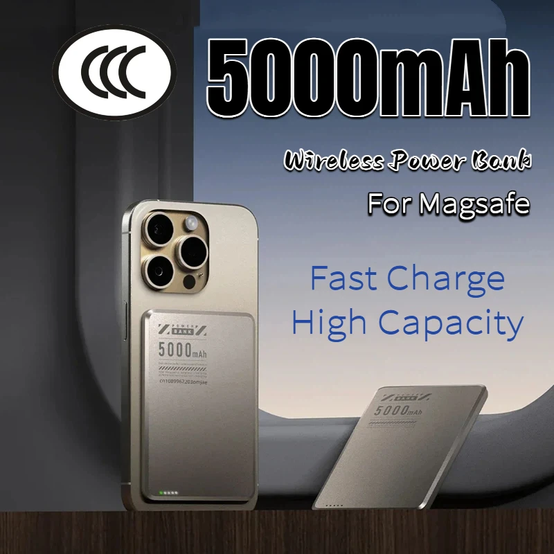 5000mAh Wireless Power Bank Qi2 Ultra Slim For Magsafe Fast Charge High Capacity Back clip Battery For iPhone Samsung Xiaomi New