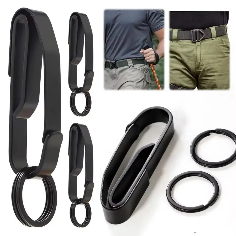 Stainless Steel Belt Key Clip Rust Resistant Multi Functional Stainless Steel Keychain Belt Wearable Electroplated Finish