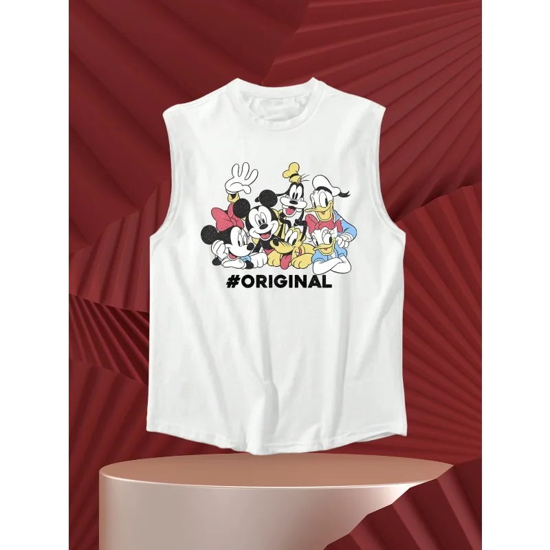 

MOTO-Микки Маус и друзья, летняя повседневная мужская майка без рукавов с 3D принтом для взрослых, повседневная баскетбольная майка