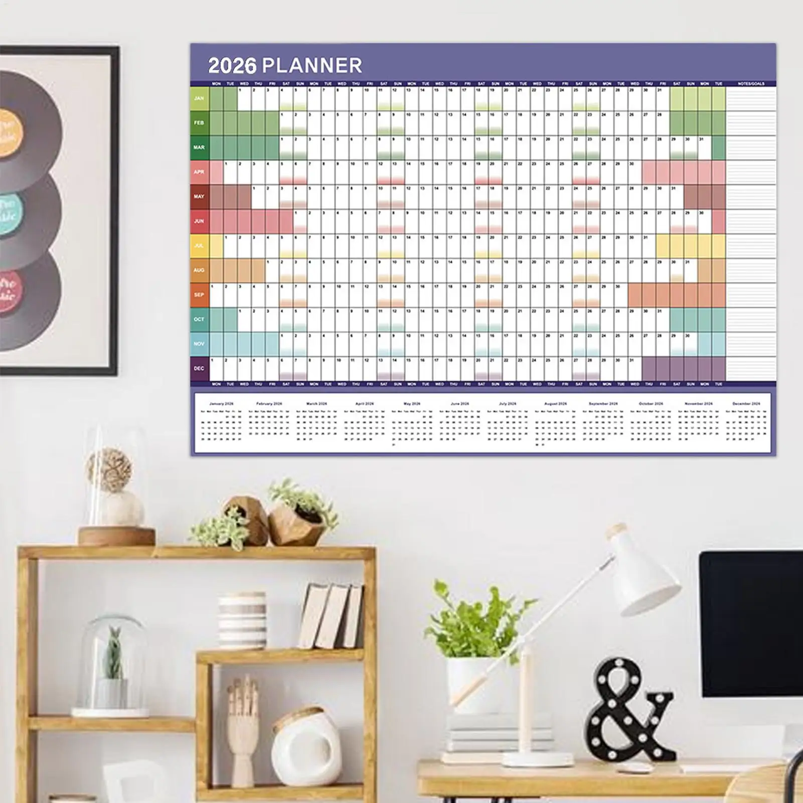 

Yearly Wall Calendar Monthly Wall Calendar 2026 Reusable Planner Scheduling Organizer for Work Family Kids Dorm Desk Classroom