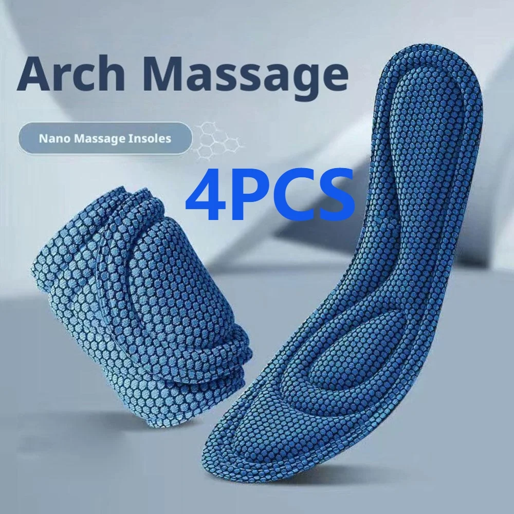 4pcs Memory Foam Orthopedic Insoles for Shoes Men Women Nano Antibacterial Deodorization Insole Sweat Absorption Running Cushion