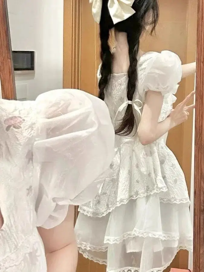 الصيف الجنية تي كعكة الدكتور الأزهار طباعة فقاعة Sve Princ Sle ort تنورة عقدة Princ الكرة ثوب الدكتور #4