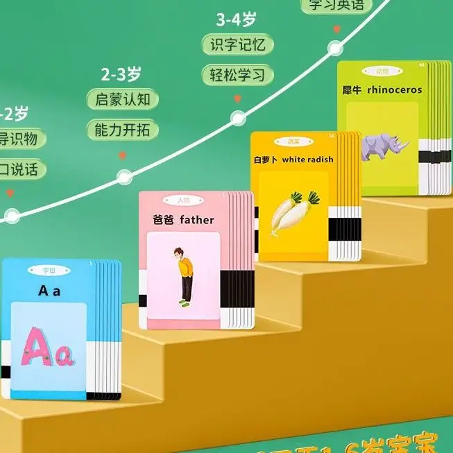 Карточка для раннего обучения, детская двуязычная карточка для грамотности, обучающий инструмент для просвещения, игрушки для мальчиков и девочек