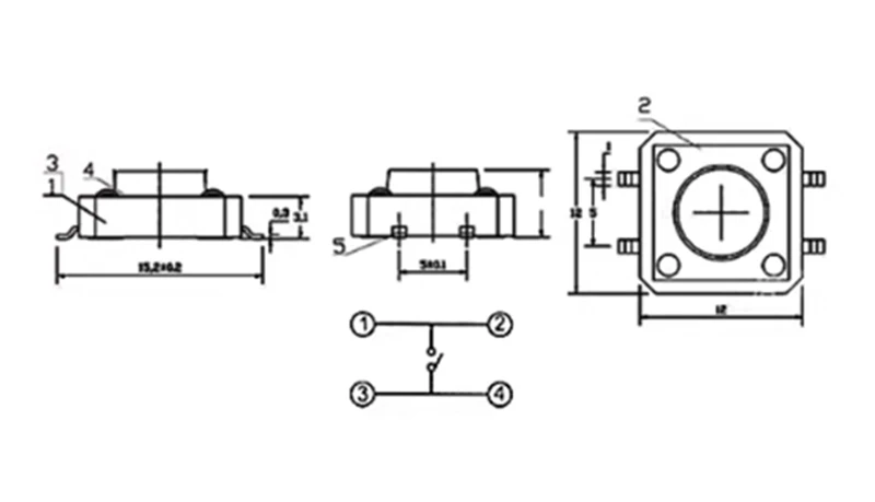 20 Stück Momentary Tactile Push Button Switch SMD SMT Mini Micro 12*12mm Verschiedene Größen 4.3-12MM SMD SMT Mini Microswitch für Elektronik – Detail 1