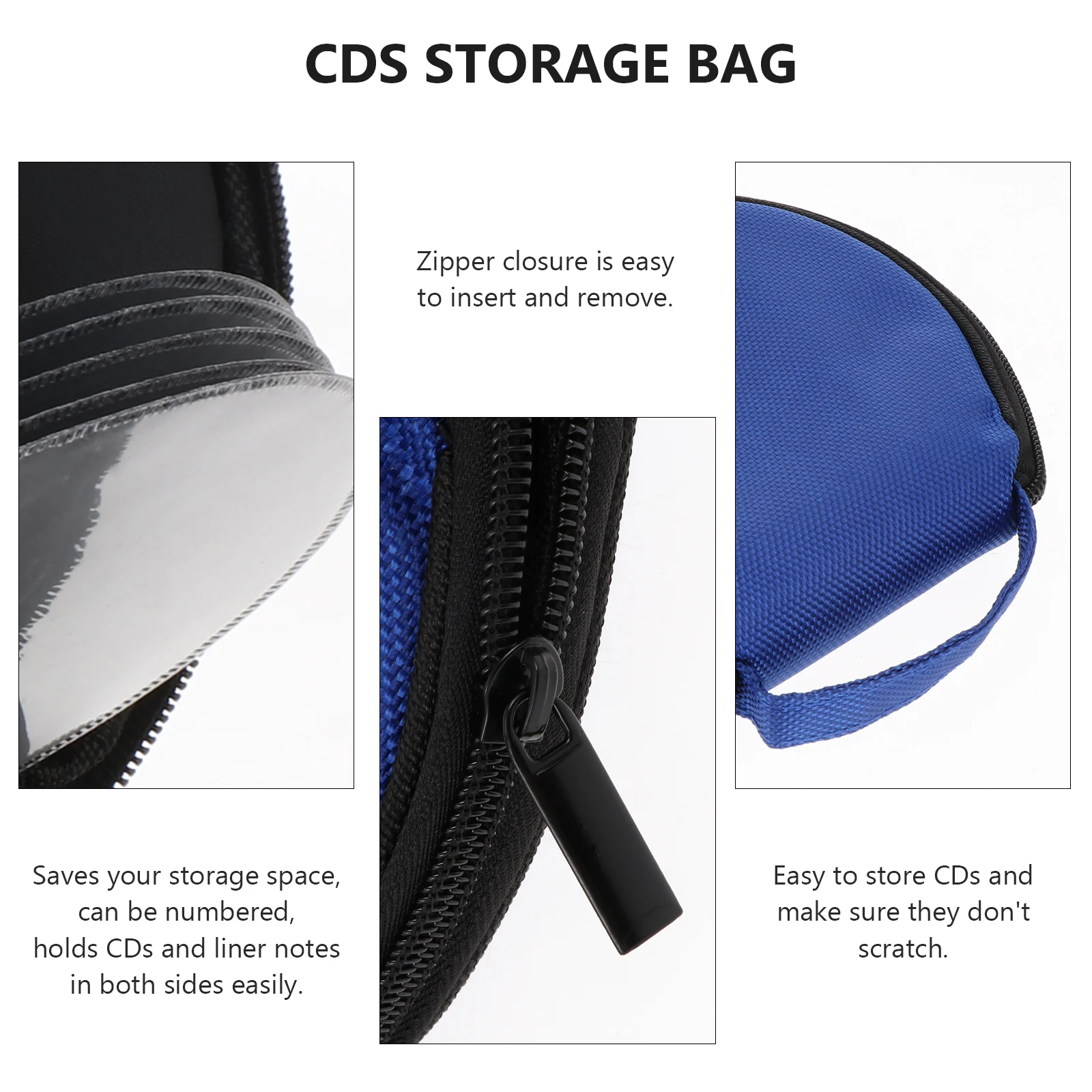

Cd Storage Bag Large Capacity Disc Holder Zipper Portable Organizer For Dvds Liner Notes Shockproof Soft Inner Pouch