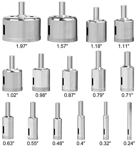 15pcs Diamond Coated Drill Bit 6-50mm for Tile Marble Glass Ceramic Hole Saw Drill Diamond Core Bit