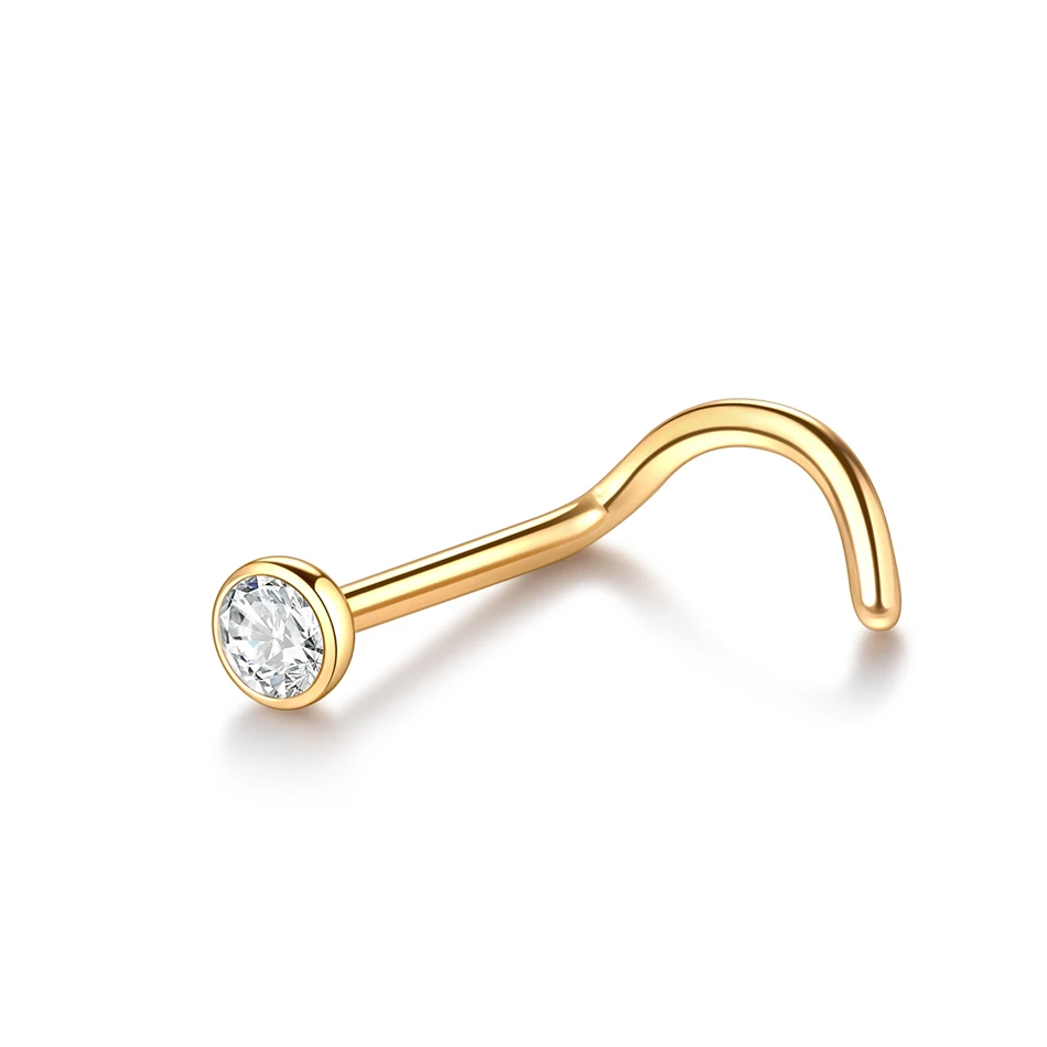 10 stks/partij G23 Titanium Neus Studs Piercing Crystal Neus Schroef Platte CZ Neusgat Oorbellen Piercing Nariz Sieraden Neuspiercings 20G 18G - afbeelding 1