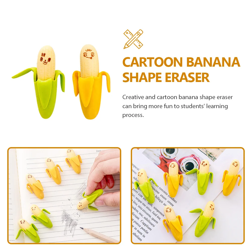 40pcs Portable Cartoon Pencil Erasers Unique Banana Shaped Erasers for Students erasers for kids bulk