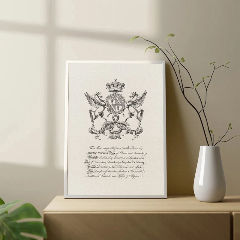 Vintage Coat of Arms Posters and Prints 18th Restoration Style Canvas Painting Wall Art Picture for Living Room Home Decor