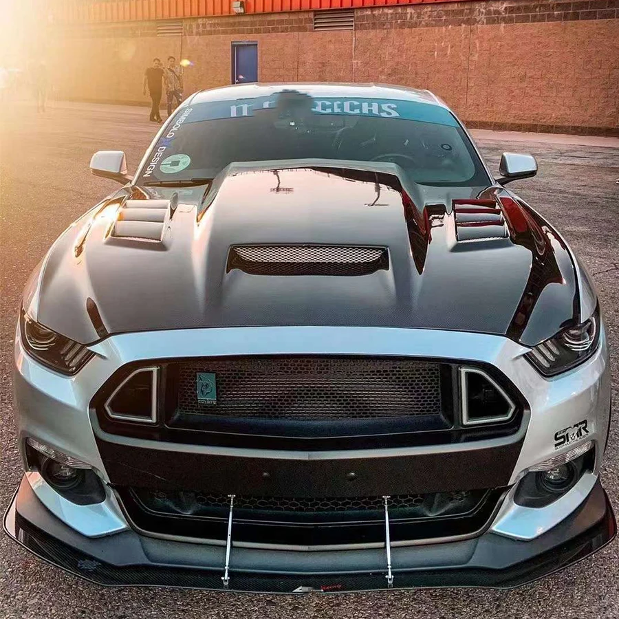 For Ford Mustang 2015-2017 TF Style Carbon Fiber Hood Engine Cover Hood Car Headliner Hood Cover Car Accessories body kit