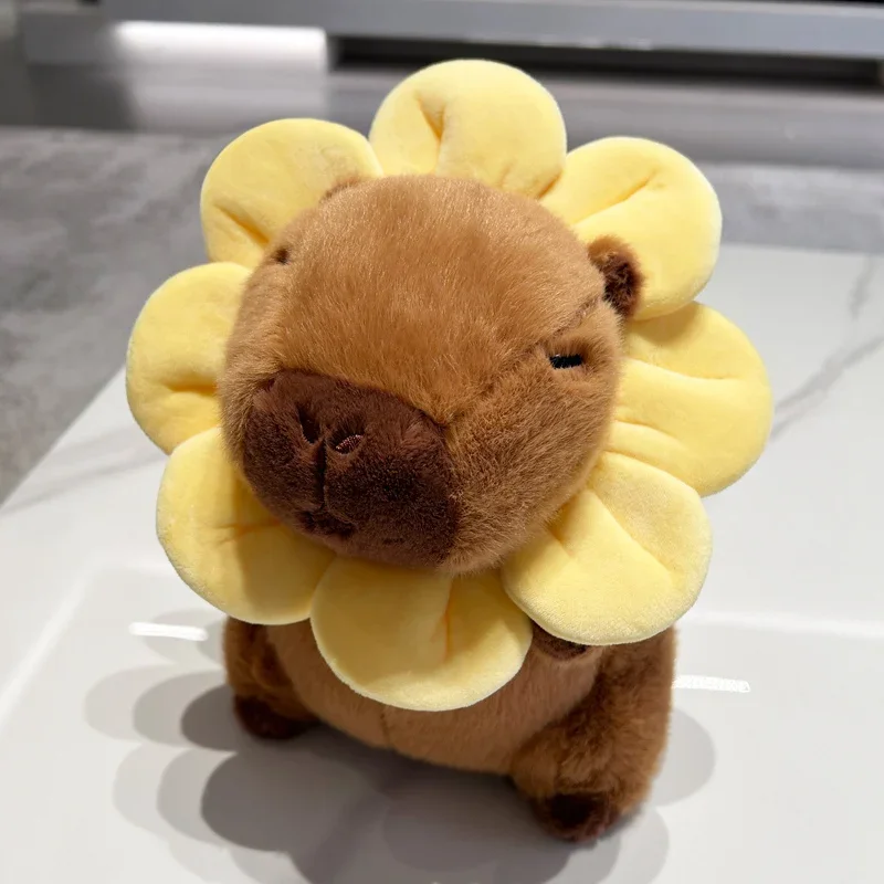 Kawaii Capybara Plush Toy Stuffed Animal Sunflower Plushie Doll Pillow Room Decor Birthday Gift For Children