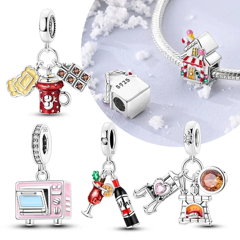 925 Sterling Silver Hot Warm Chocolate Charms Candy House Beads Fit Original Bracelet Jewelry for Women DIY Jewelry Gifts