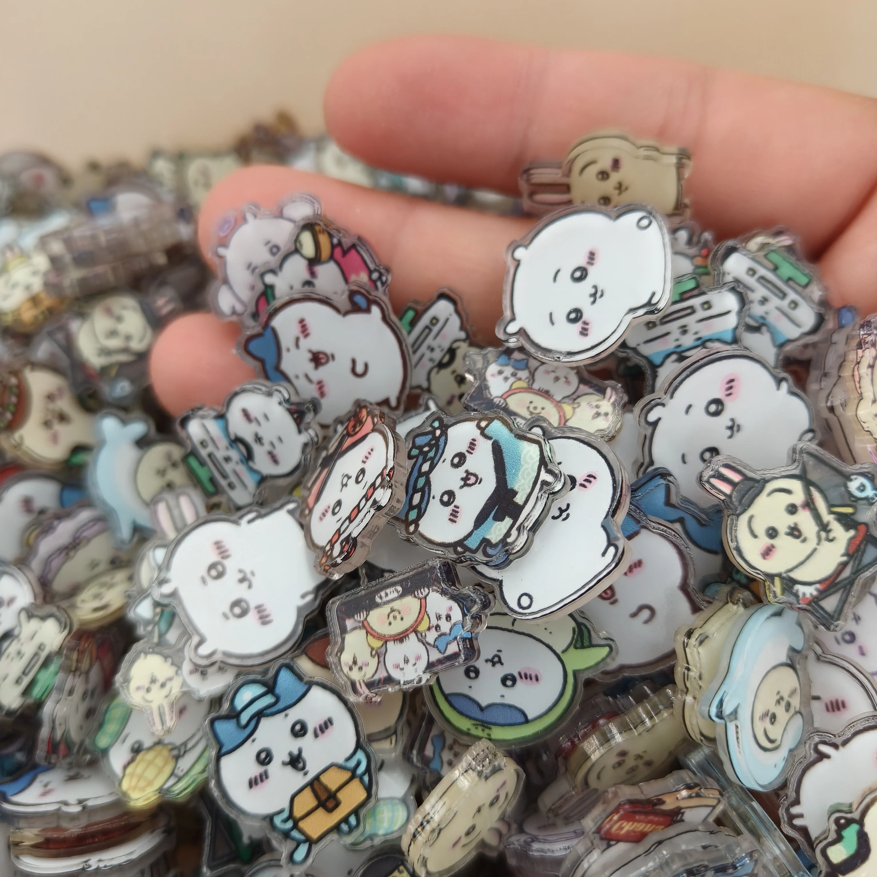 50pcs/set Anime Chiikawa Acrylic Usagi Cartoon Shining Kawaii Hachiware Laminating Double-Decker Acrylic Accessories Gift