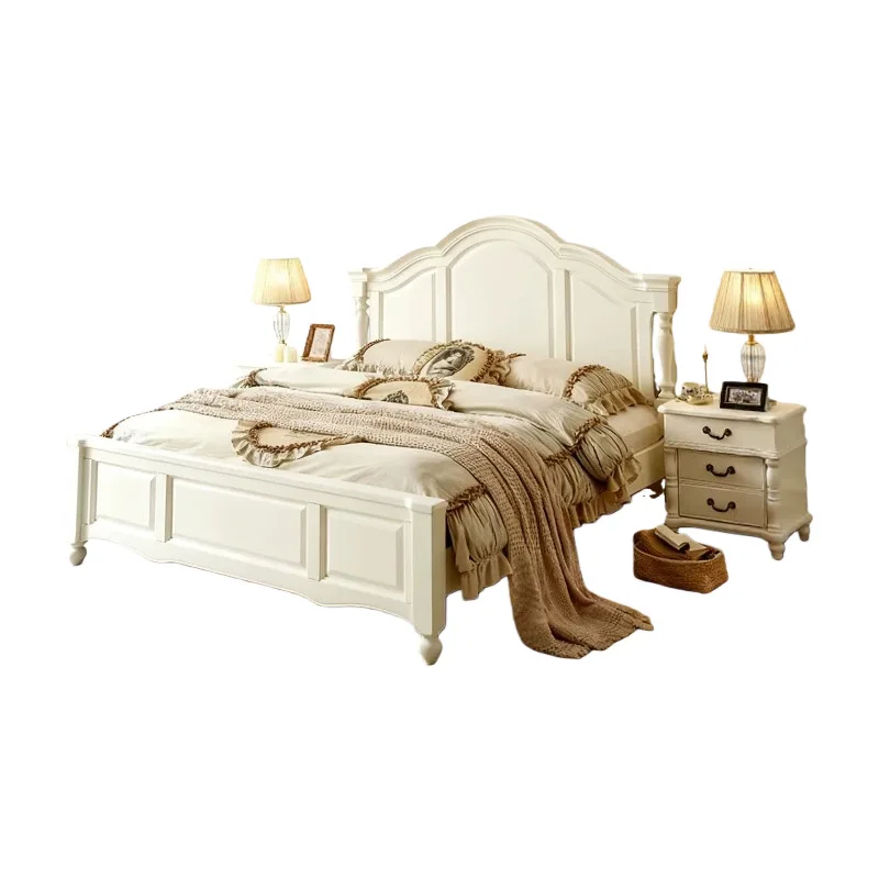 Full solid wood bed master bedroom 1.8 European simple retro double