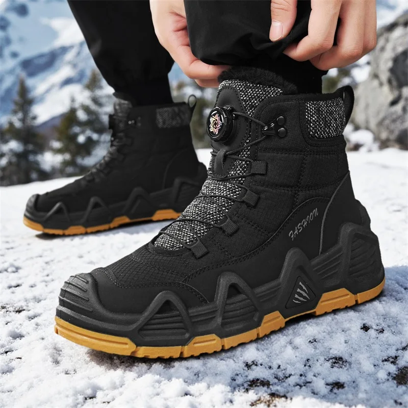 

Winter cotton shoes new rotating buckle sports and leisure high top shoes outdoor fashionable snow boots anti slip hiking boots