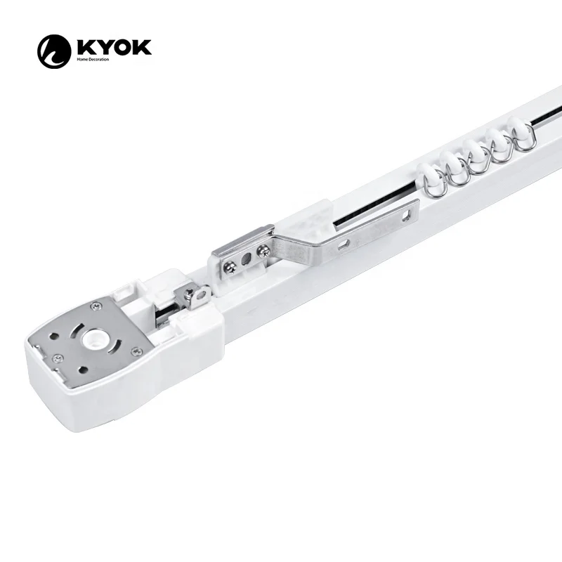 

KYOK wireless control electric motorized bateery power telescopic extendable adjustable sliding panel curtain track rail