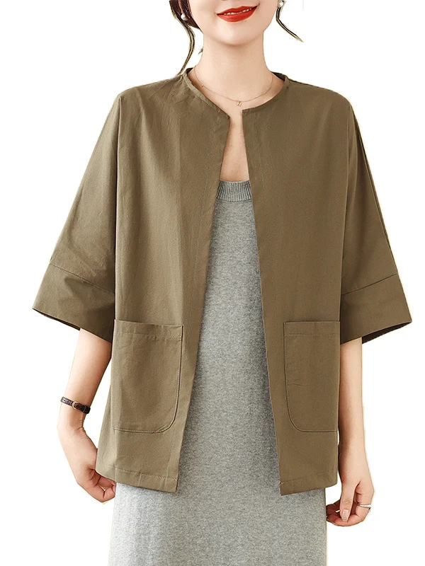 

Retro High-End Loose Ice Silk Cotton irt Thin Outerwear for Women Summer Faionable Open Cardigan Top Large Size