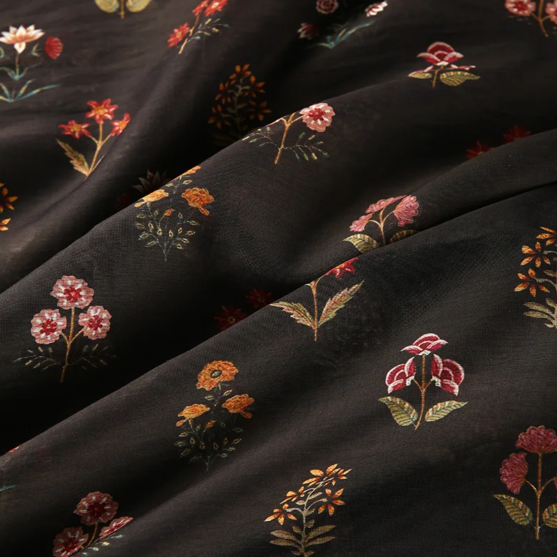 Digital Printing Floral Brocade Cotton Fabric Elegant Cheongsam Dress Clothing Handmade Sewing Fabric