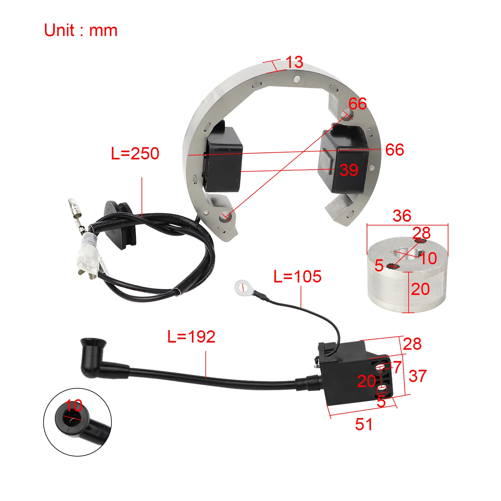 Ignition Coil Stator Rotor Flywheel Kit for 50cc 50 SX LC Pro Sr Jr Senior 2004-2007 Mini Dirt Pit Bike