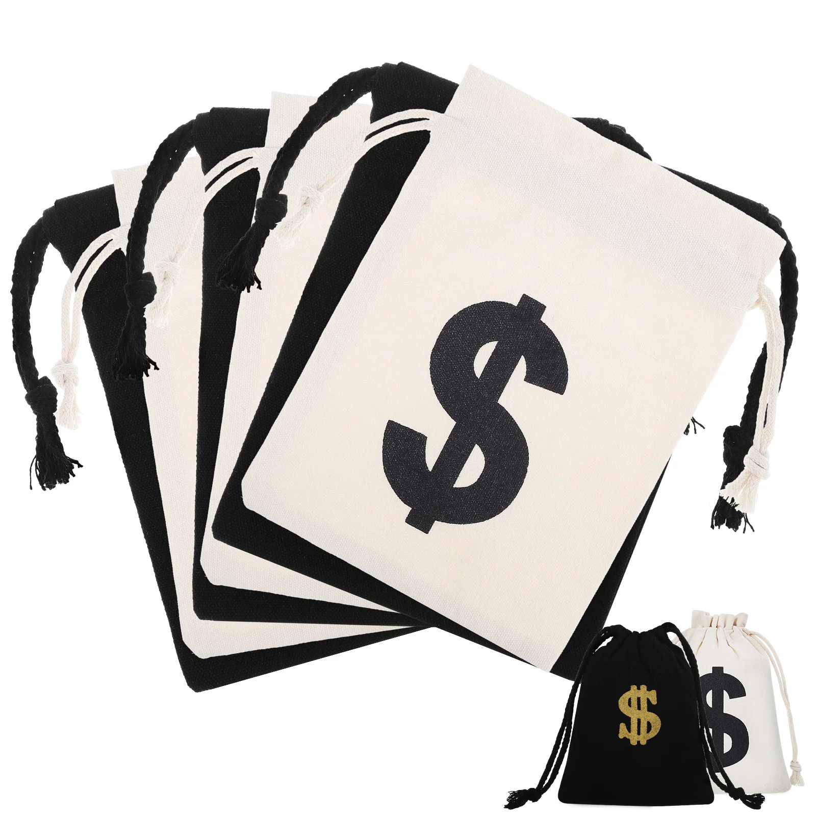 8 Pcs Cotton Sack Money Bags Gift Canvas Drawstring For Cash Linen Theme Party Decorations