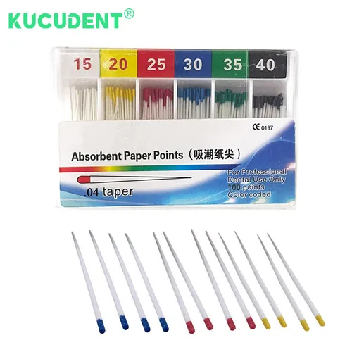 Imagen 2 del producto Puntos de papel absorbente dental Taper 02 04 06 15-40 #   F1 F2 F3 Estéril Endodoncia Canal radicular Puntas limpias Material dental desechable