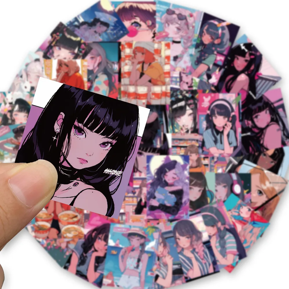 10/52PCS Aesthetic Cartoon Anime Girls Illustration Stickers Cute Beauty Sweetheart Decals for DIY Phone BIke Notebook Laptop