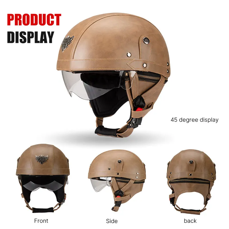 DOT Certification Retro Motorcycle Helmets Scooter Vintage Half Face Biker Motorbike Crash Moto Helmet Casco