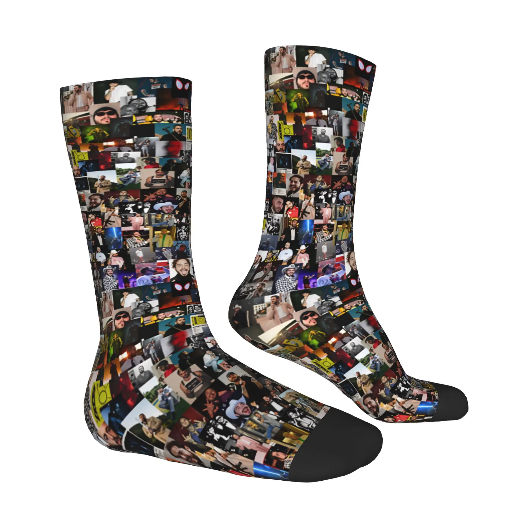 Novelty Men's P-Posts Popular Rapper M-Malones Dress Socks Unisex Warm Breathbale 3D Printed  Crew Socks