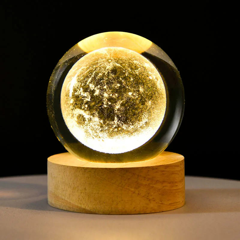 2025 New 3D Crystal Ball LED Night Light Heartfelt Gift For Couples Friends Bedside Table Decor Glowing Luminous Creative Design