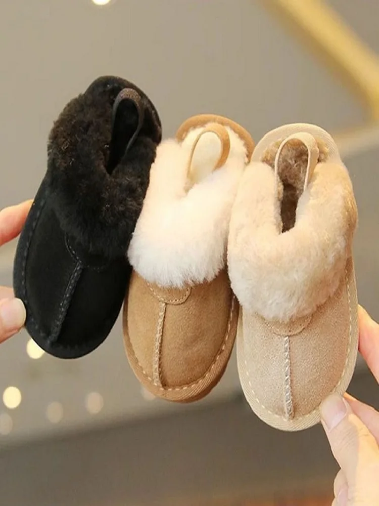 Pantoufles en laine et coton pour nouveau-né à 18 mois, chaussures chaudes et décontractées à semelles souples pour bébé, chaussures confortables pour nourrissons