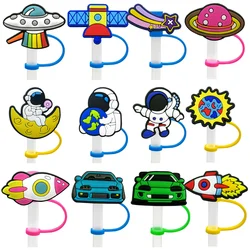 UFO Espaço Cartoon Straw Topper Ponta de palha de silicone Splash Proof Drinking Dust Cap Suit, 7mm a 8mm, PVC, 1Pc