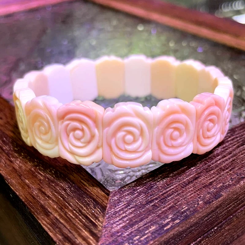 

New Natural Cherry Blossom Pink Shell Bracelet, Three Dimensional Rose Queen Shell Women's Fashion Romantic Jewelry Wholesale