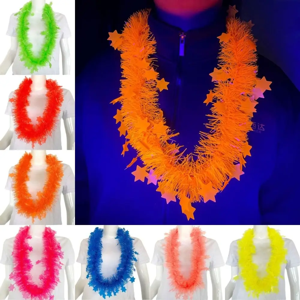 5pcs Glowing Large Fluorescent Garland Necklaces Shimmering 45cm Party Decorations Props Funny Colorful view 6