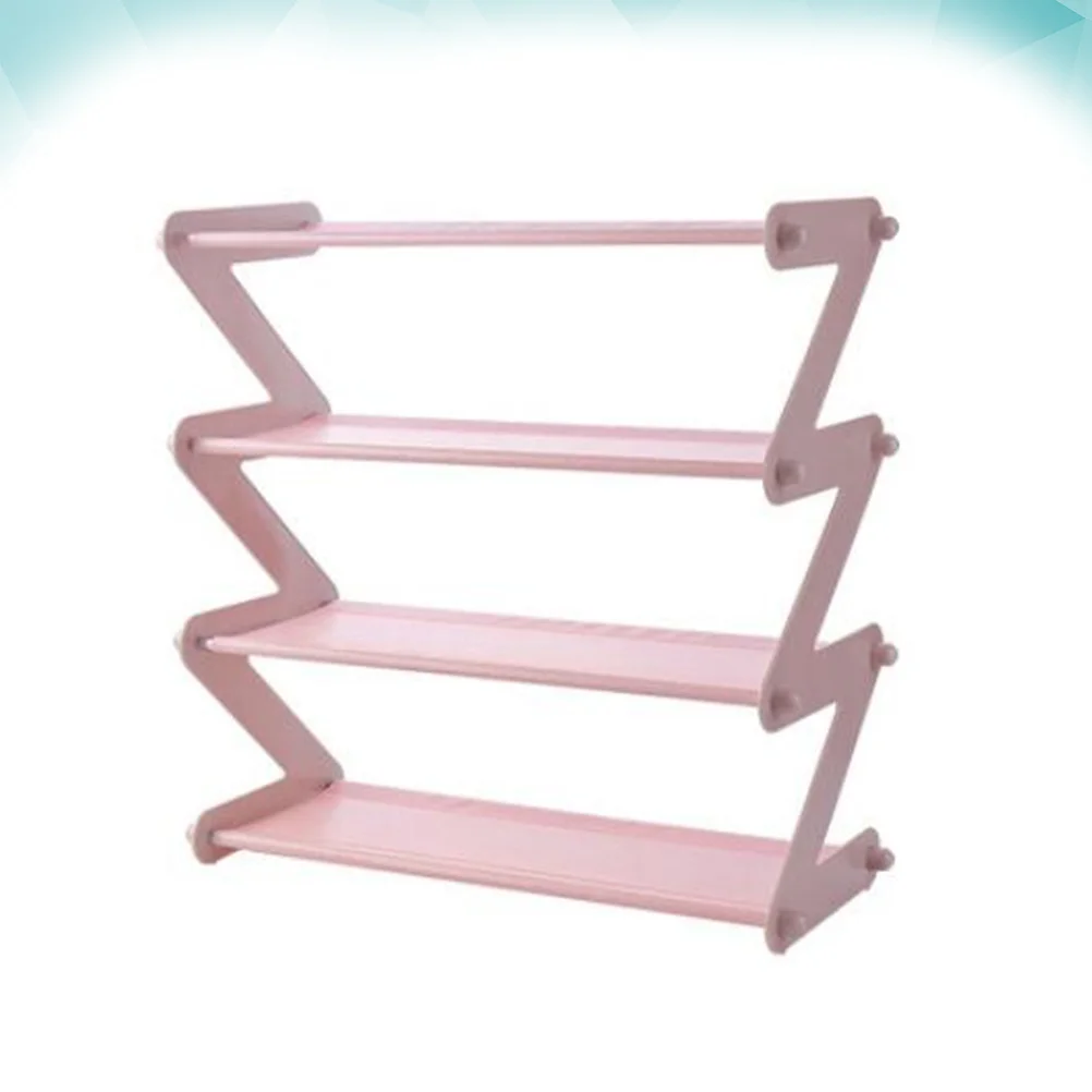 1pc Edelstahl Layered Schuh Lagerung Rack Rosa Platzsparend Für Home Küche Büro Verwenden Schuh Organizer Regal Topf Rack