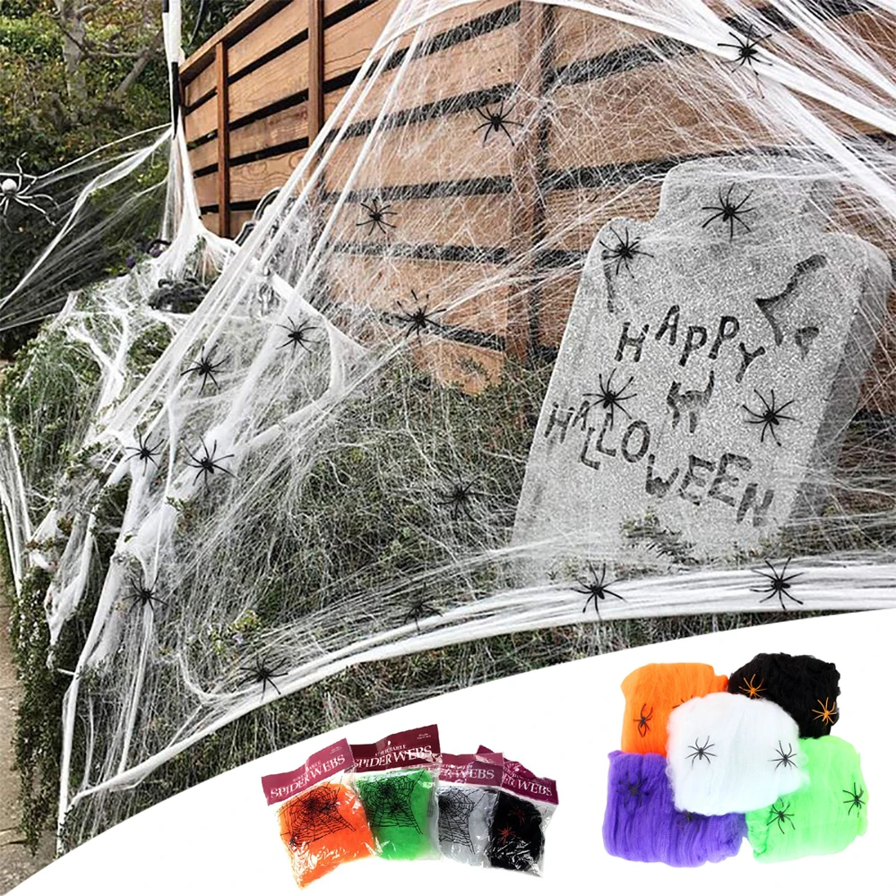 Hilo de algodón elástico para decoración de Halloween, telaraña Artificial, barra de Casa Encantada, accesorios decorativos para fiesta de terror