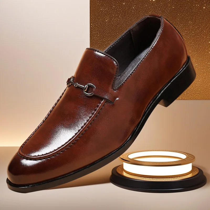 

2025 Men's leather shoes, large-sized dress shoes, leather shoes, business retro, versatile, comfortable, casual leather
