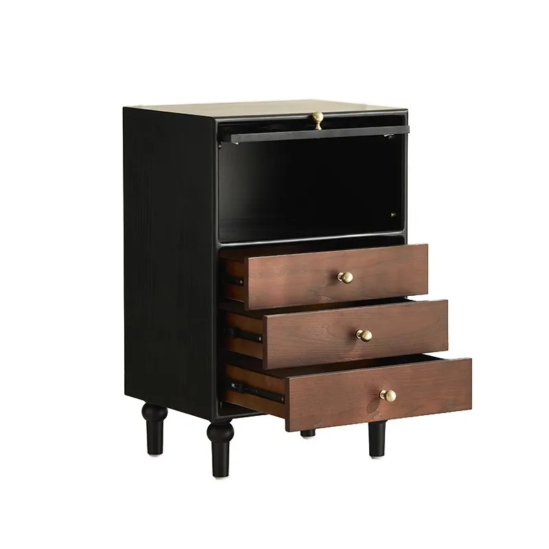 

bedroom solid wood bedside table, American style storage, bedside cabinet, high-end light luxury storage cabinet, home use