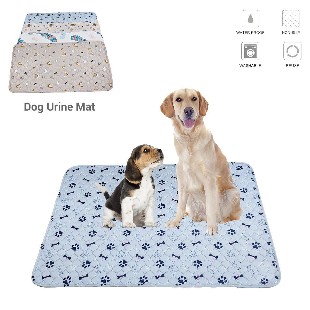 Washable Dog Urine Pad Reusable Anti Slip Pet Pee Pads Puppy Training Mat Pets Dog Cage Protective Pad for Sofa Car Seat Cover