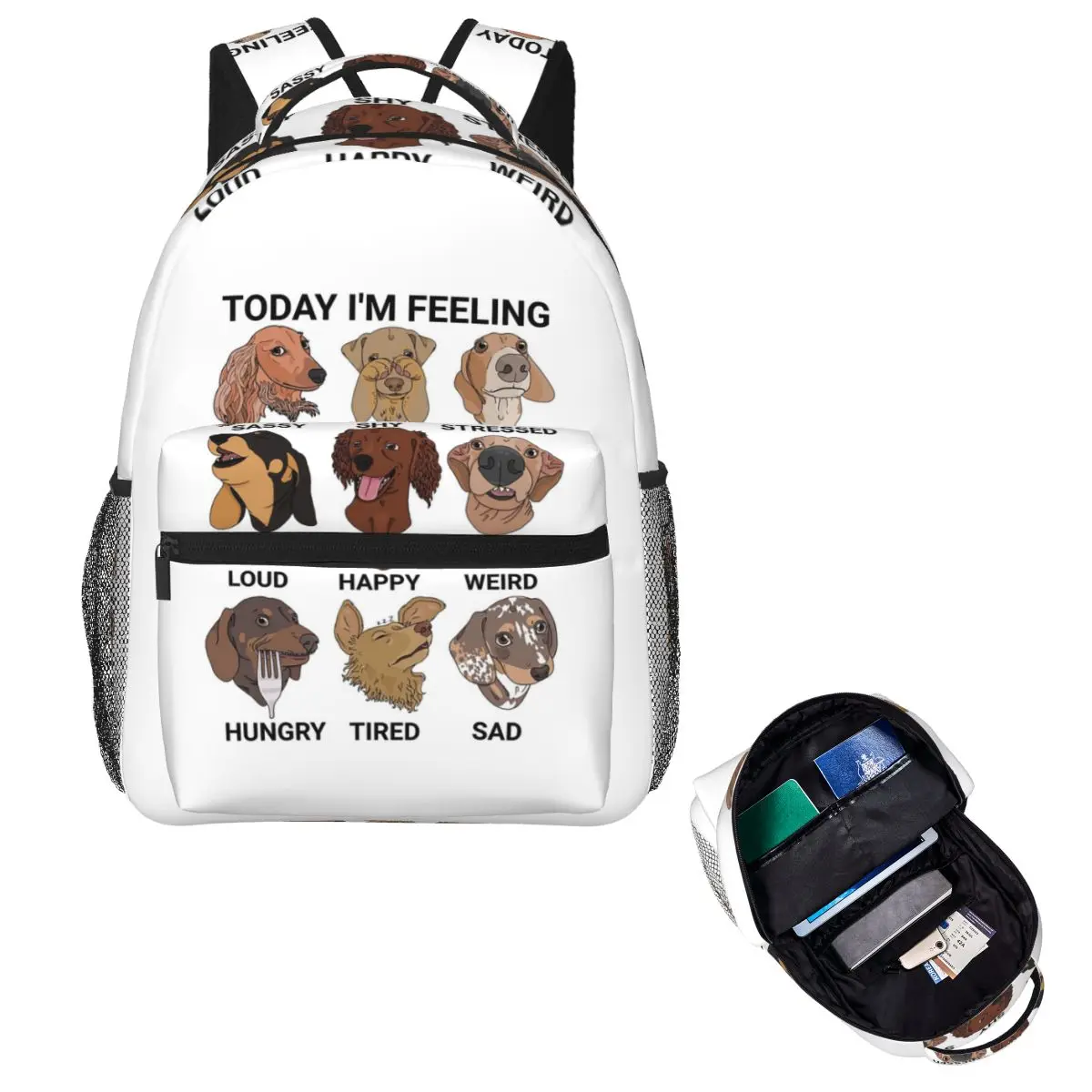 Today I'm Feeling Dog Lover Creative Student Backpack School Bag Hiking Travel Daypack for Men Women Bookbag Shoulder Bags