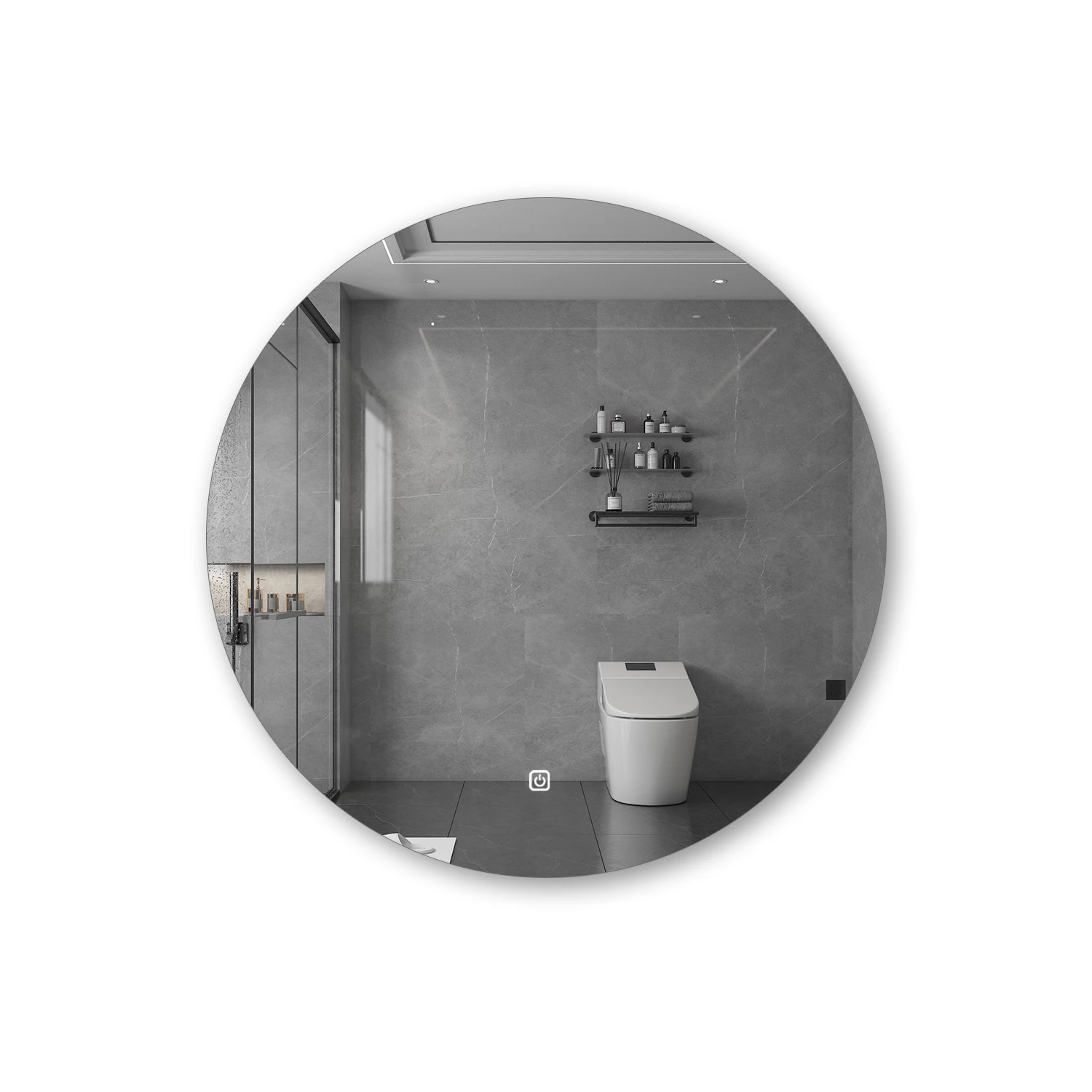 Intelligenter Runder Badezimmerspiegel mit LED-Hintergrundbeleuchtung Wandmontierter Spiegel 3 Farben Speicherfunktion Stufenlos Dimmbar Wasserdicht IP54 Touch-Schalter