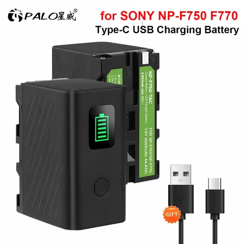 PALO NP-F750 NP-F770 Battery With USB Port for SONY NP-F990 F980 F970 F960 F550 F970 F550 F570 F750 F770 MC1500 CQM91D CCD-RV100