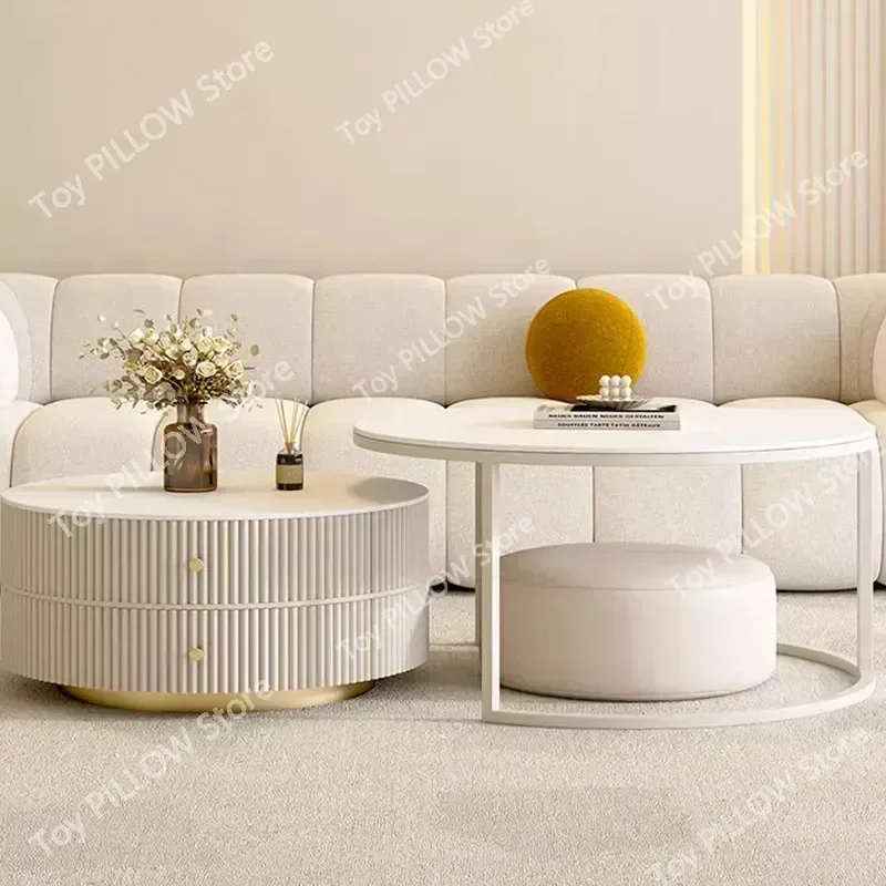 Dining Coffee Table Center White Round Console Modern  Side Living Room Accent Muebles Para El Hogar Home Decorations